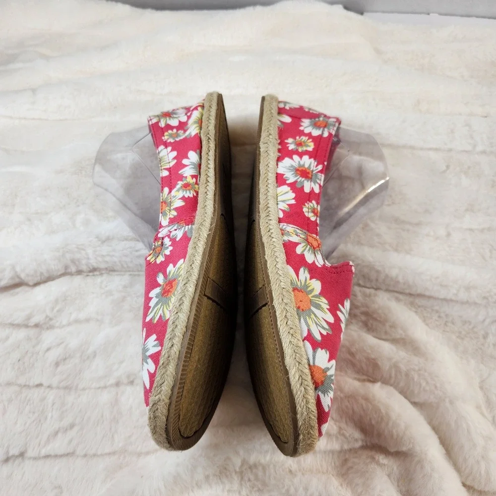 American Eagle AE Womens Red Daisy‎ Floral Espadrille Flats Shoes Size 11